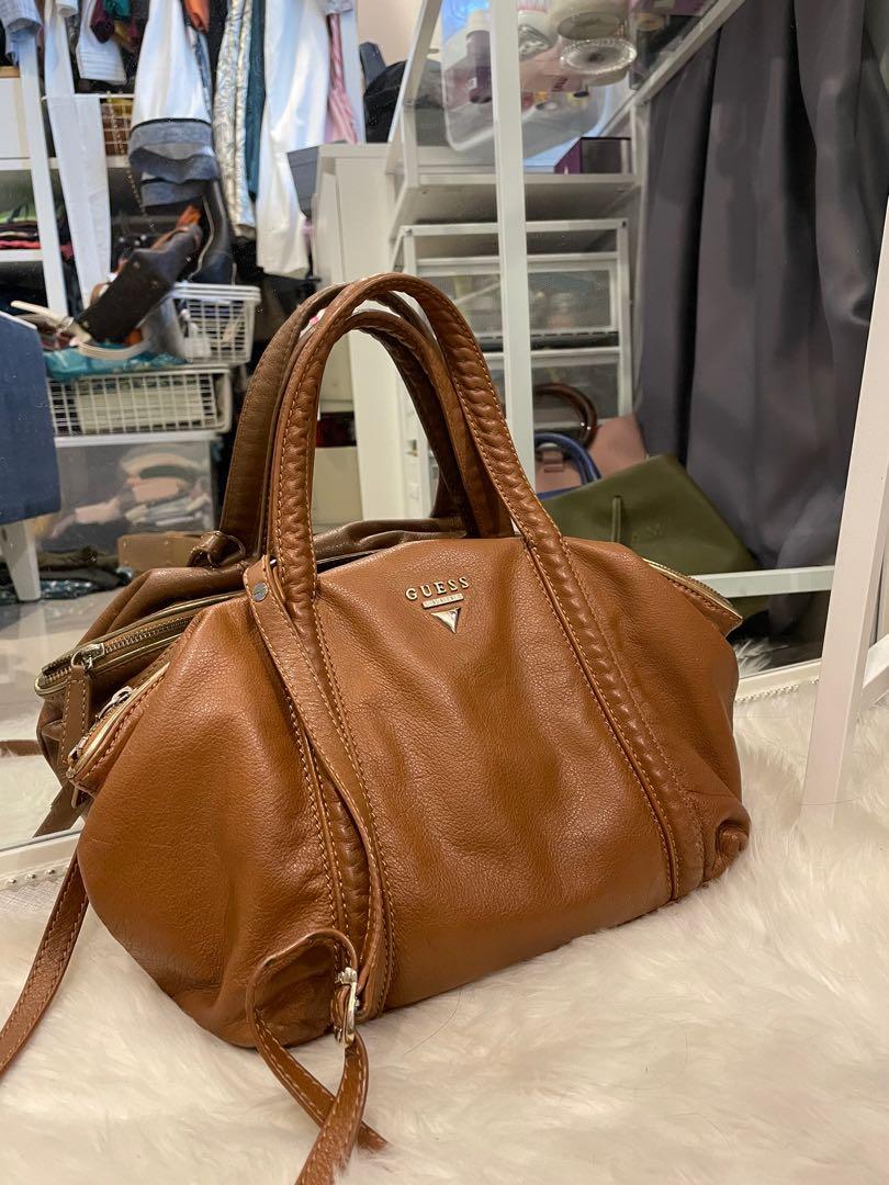 Guess luxe genuine leather brown bag, Luxury, Bags & Wallets on Carousell