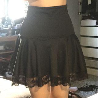 High waisted black lace skirt