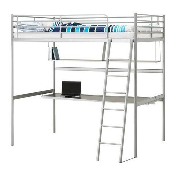 IKEA TROMSO Loft Bed Frame with Desk - Silver - Twin, Furniture & Home ...