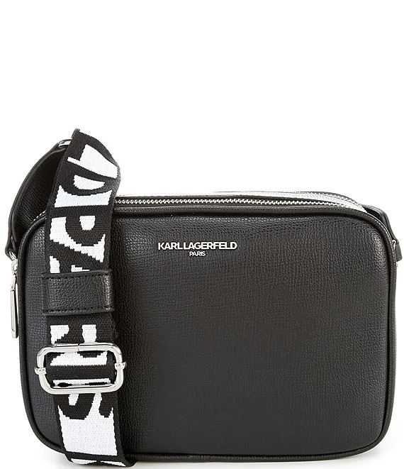 KARL LAGERFELD PARIS Maybelle Camera Crossbody Bag In Black/Silver