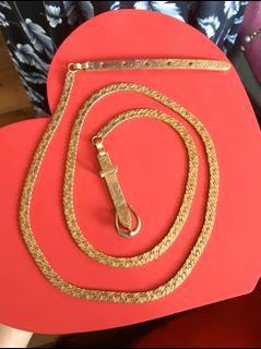 KG100CB 11 Gold Toned Chain Belt with Buckle Style Lock, Vintage Fashion Accessory