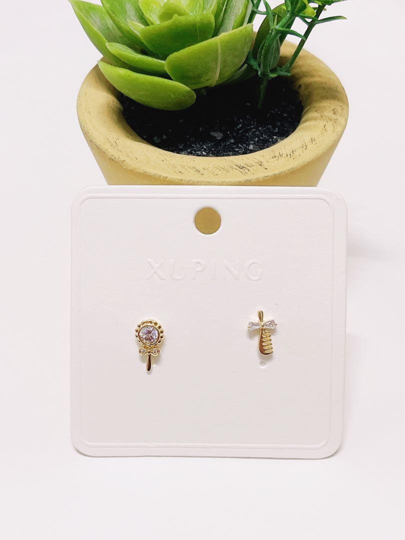 Korean Dainty earrings Princess earrings Mirror and comb earring Mismatched earring