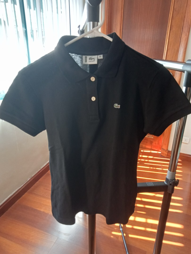LACOSTE BLACK POLO SHIRT, Women's Fashion, Tops, Shirts on Carousell