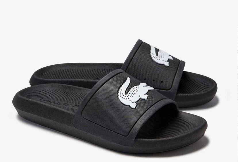 lacoste slides men's black