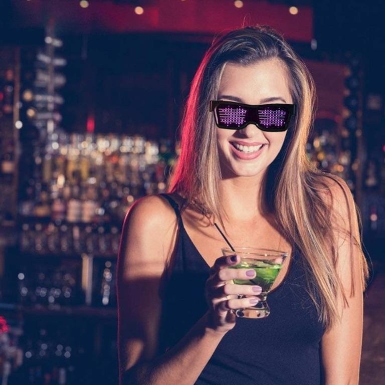 LED Bluetooth Luminous Glasses Full Color LED Display 11 Dynamic
