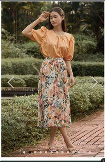LYLA PLEATED MIDI SKIRT (XS)
