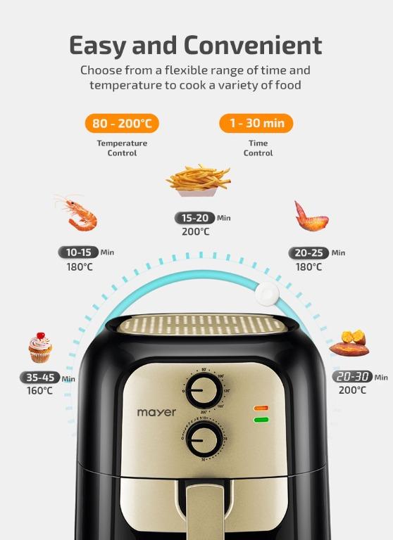 Mayer 5.5L Kitchen Air fryer (MMAF505 MMAF501) Brand New Black/Gold