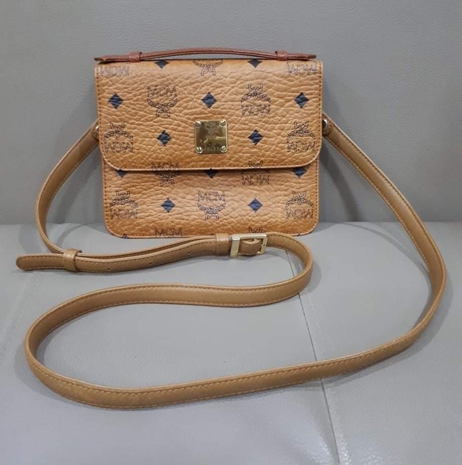 MCM Vintage Nano Cognac Sling Bag, Luxury, Bags & Wallets on Carousell