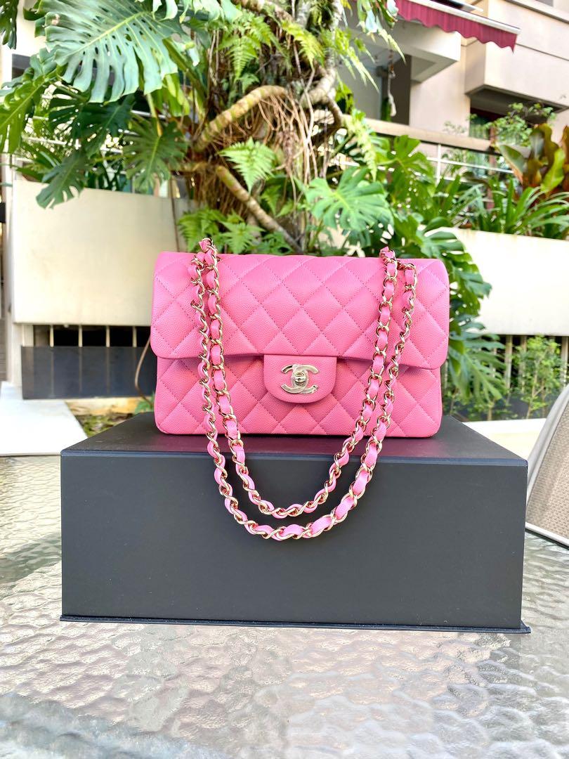 NEW CHANEL 21P Pink Caviar Small Classic Double Flap handbag bag purse LGHW light  gold hardware cf timeless cf barbie , Women's Fashion, Bags & Wallets,  Shoulder Bags on Carousell