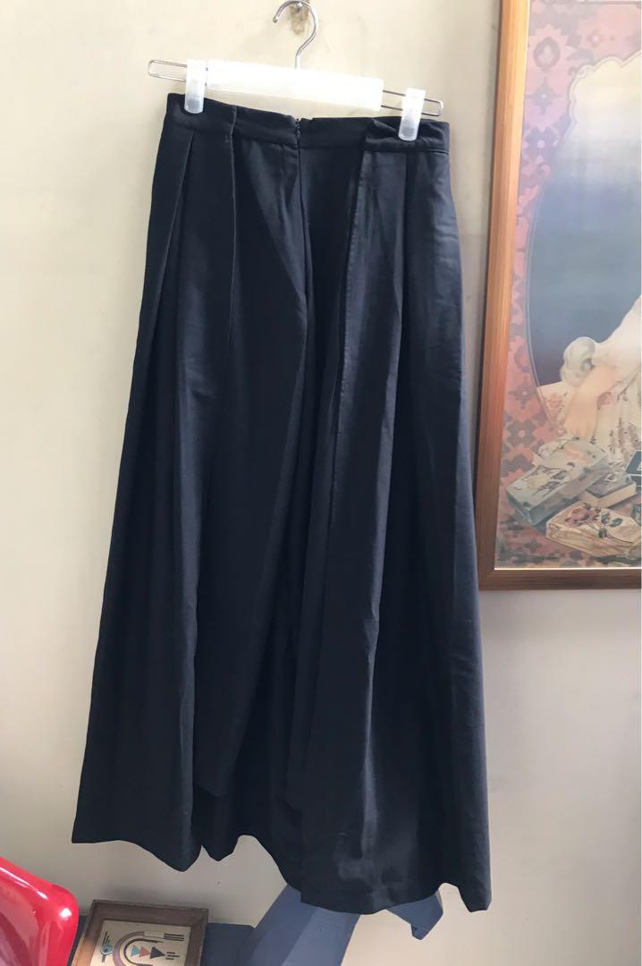 Nikicio black pants maxi skirt, Fesyen 