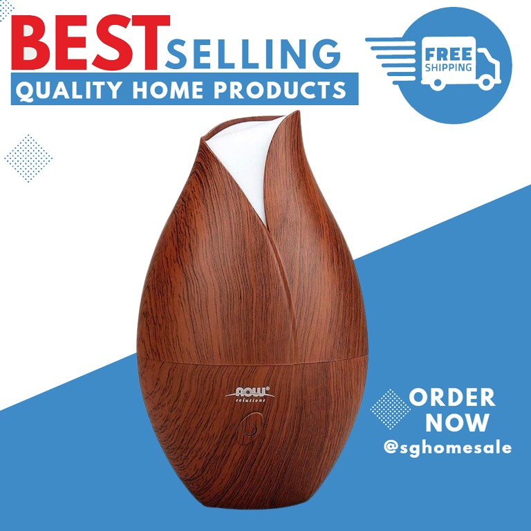 Brand New Now Foods Wooden Wood Ultrasonic ESSENTIAL OIL DIFFUSER Aromatherapy 