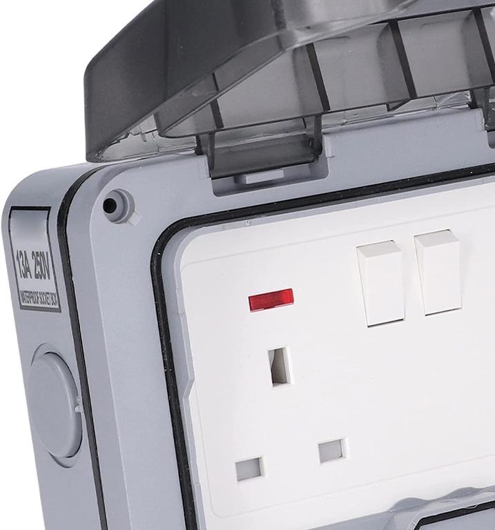 Outdoor Socket, Power Outlet Box Lockable Cover 250V 13A with Extension Cord for Gardens Garages