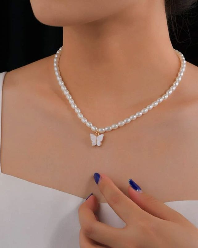 Pearl butterfly necklace store