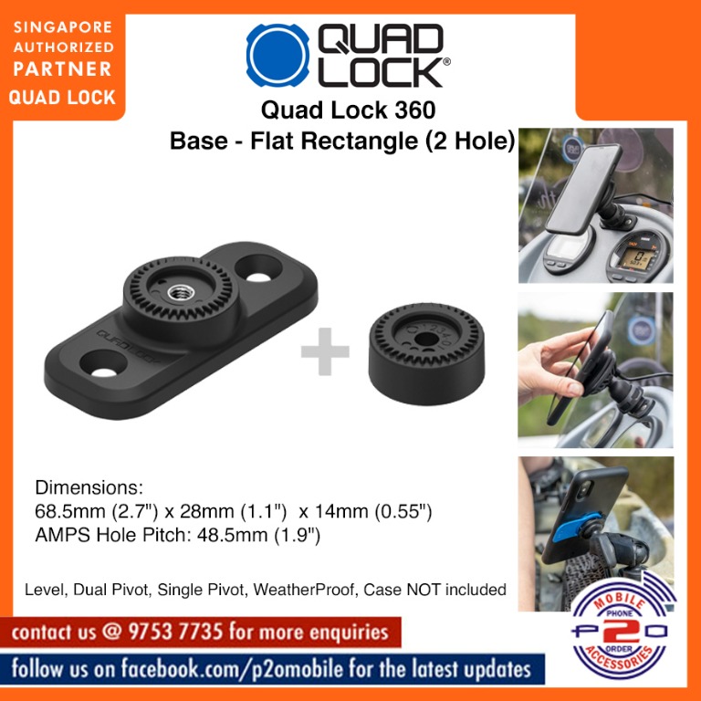Quad Lock 360 Base - Flat Rectangle Base (2 Hole), Motorcycles ...