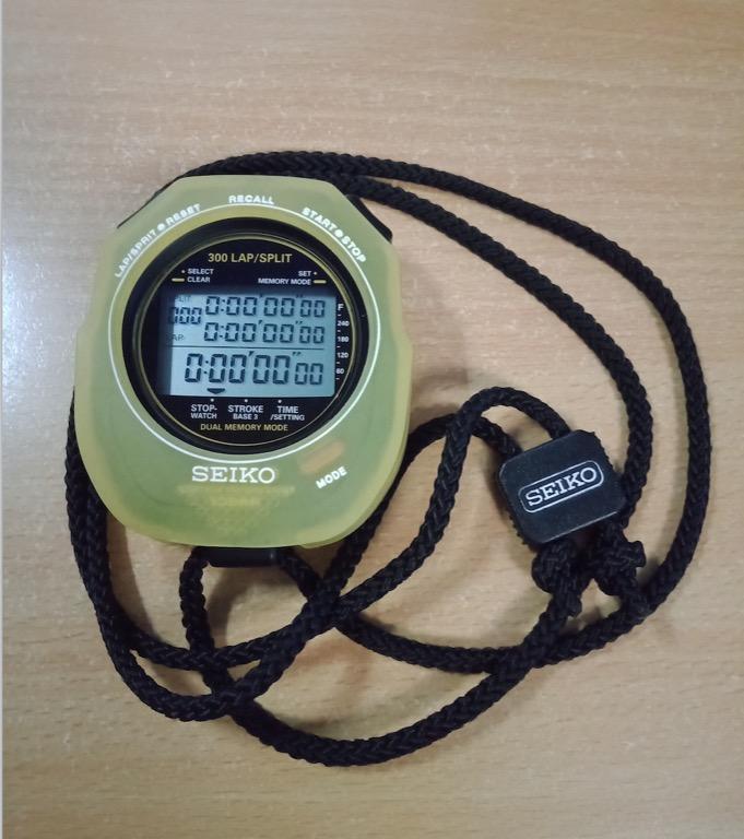 Water resistant Seiko S141 300 Lap Memory Stopwatch for Aquatic Sports with silicon case protector and carrying case