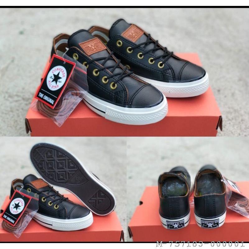 SEPATU SNEAKER PRIA ALL STAR KULIT VDJF 146 Warna Hitam Coklat