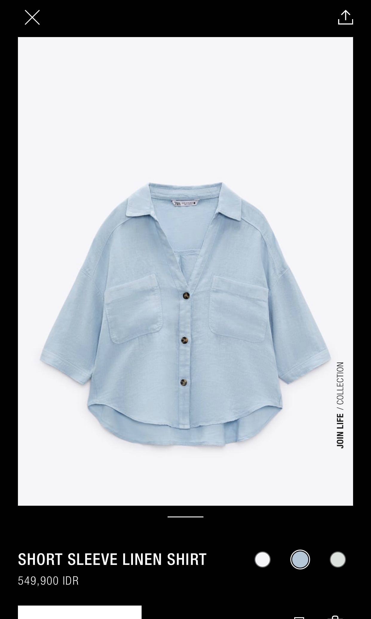 Short sleeve linen shirt zara, Fesyen 