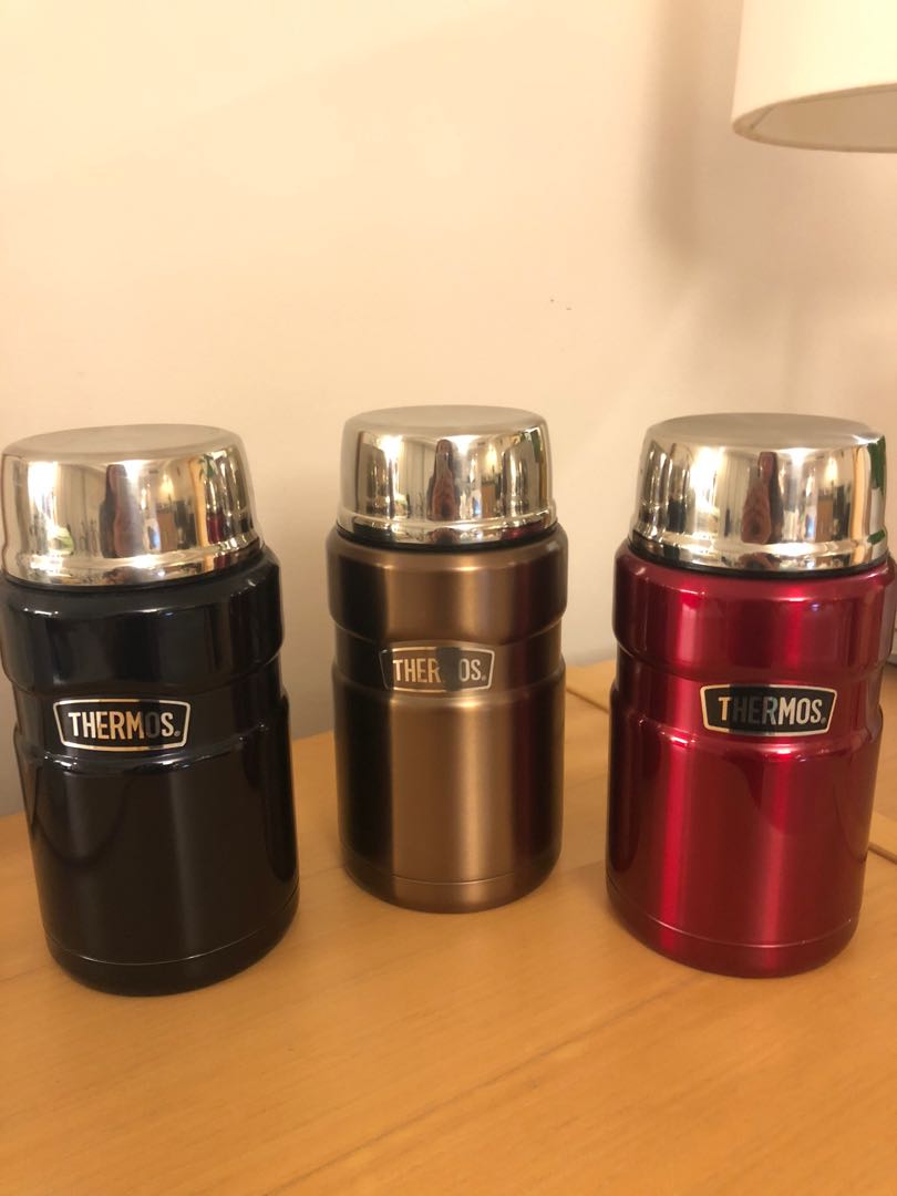 Thermos Stainless Steel Food Flask 710ml Red Champagne Black, Furniture