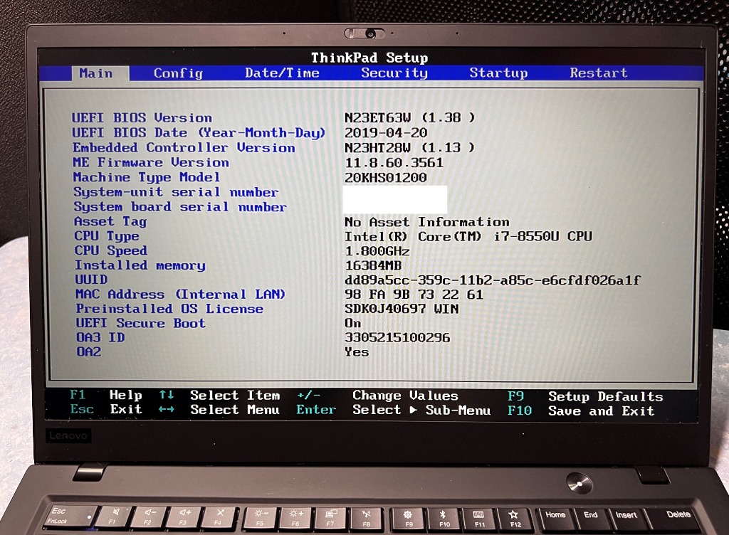 Lenovo ThinkPad X1 Carbon i7-8550U/256GB M.2/16GB Ram, 電腦