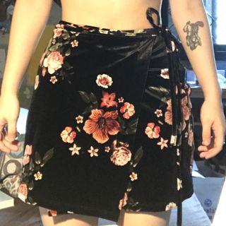 TopShop velvet floral wrap skirt
