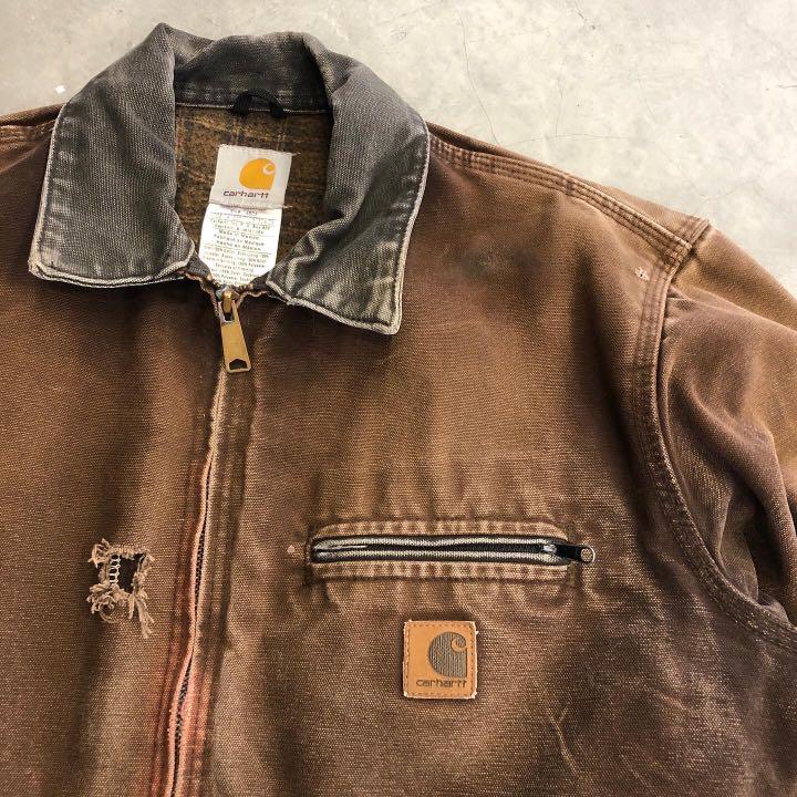 Trashed Vintage Carhartt Detroit Jacket Dark Brown, Men's Fashion ...