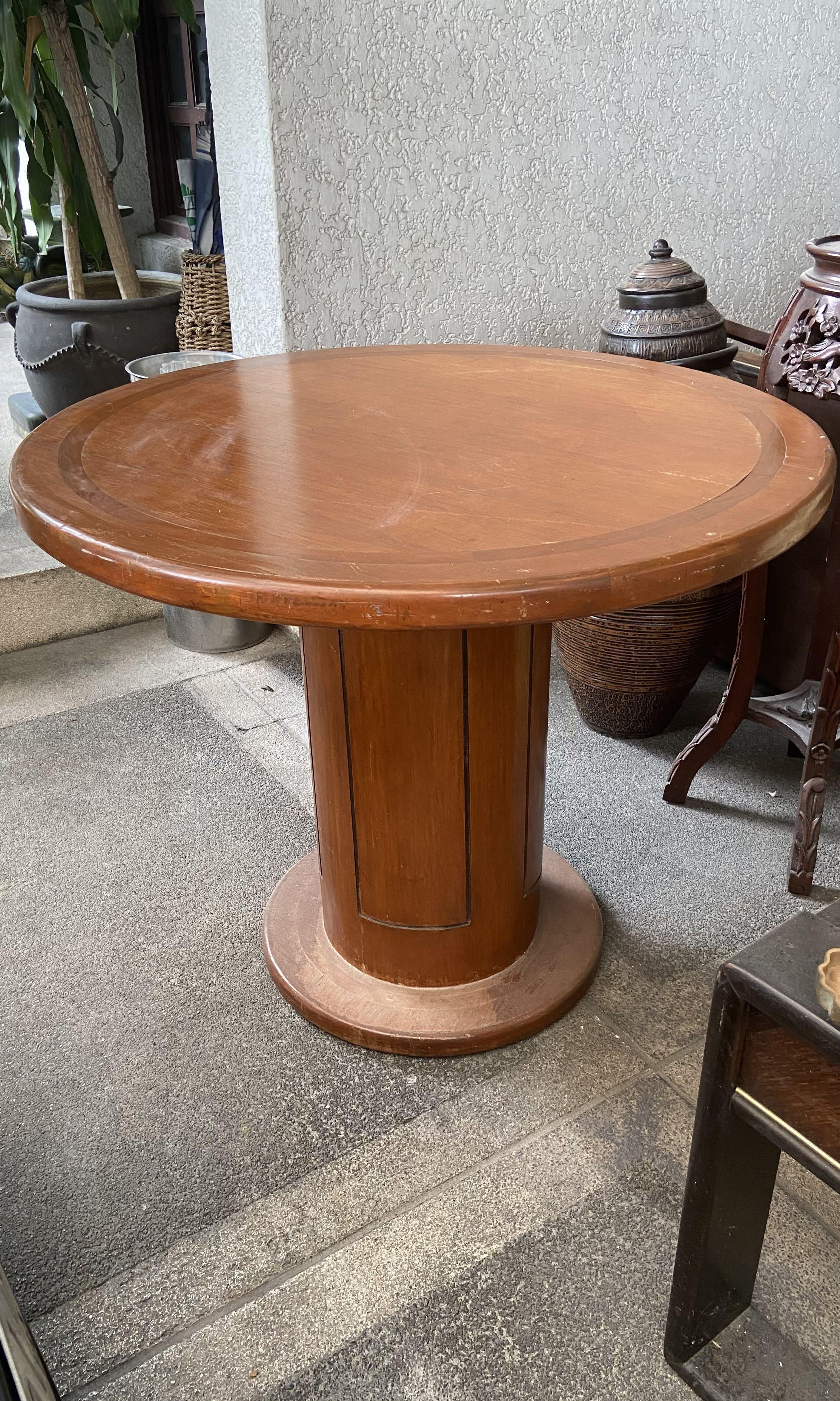 Vintage / Antique Wooden Round Table, Furniture & Home Living, Furniture, Tables & Sets on Carousell