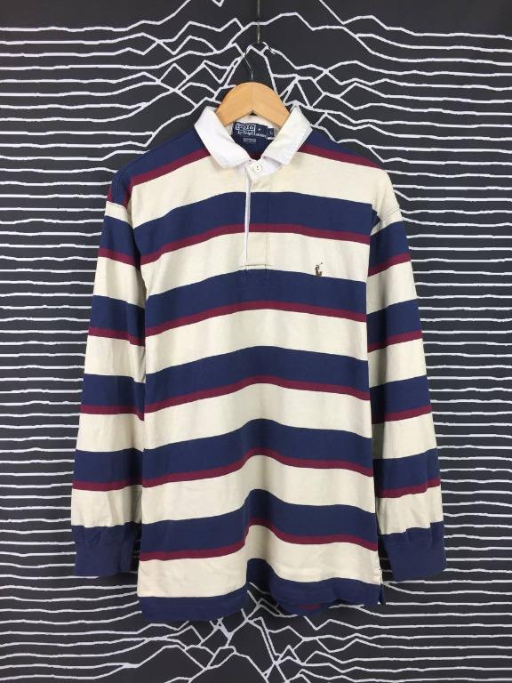 Vtg 90s Polo Ralph Lauren Stripe Oversized Preppy Style Polo Rugby Tee,  Men's Fashion, Tops & Sets on Carousell
