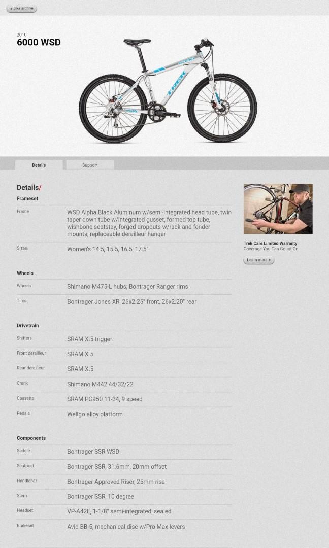 Trek 6000 shop size chart