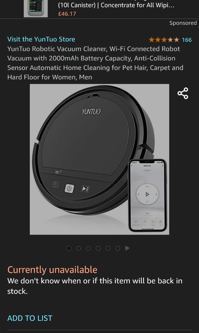 Yuntuo smart robo vacuum cleaner, TV & Home Appliances, Vacuum Cleaner