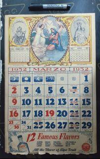 1952 Religious Calendar with commercial Marzo(March)