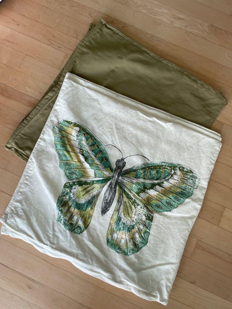 x IKEA cushion covers gurli olive green (2) and rotfjaril