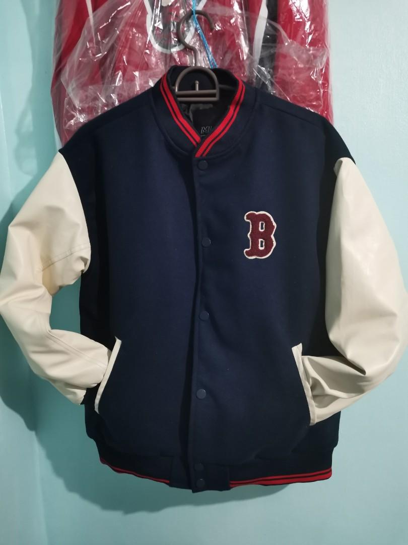 Maker of Jacket MLB Boston Red Sox Navy Blue Wool Leather