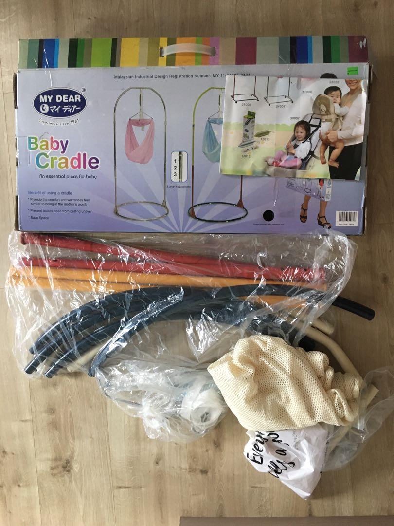 (Kuching Only) Baby cradle spring cot epoxy with adjustable levels and