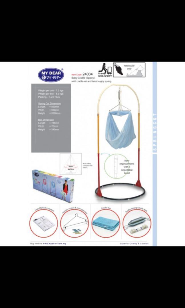 (Kuching Only) Baby cradle spring cot epoxy with adjustable levels and
