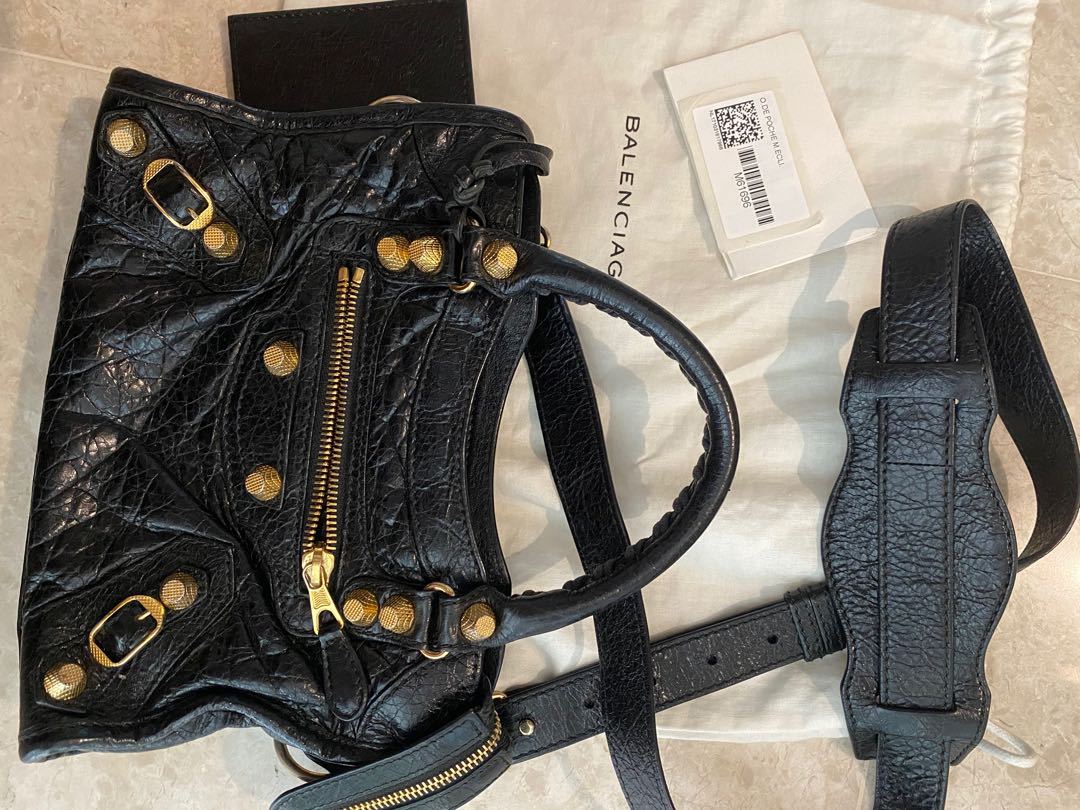 Balenciaga Classic City Bag Mini Black in Lamb Leather with Goldtone  US