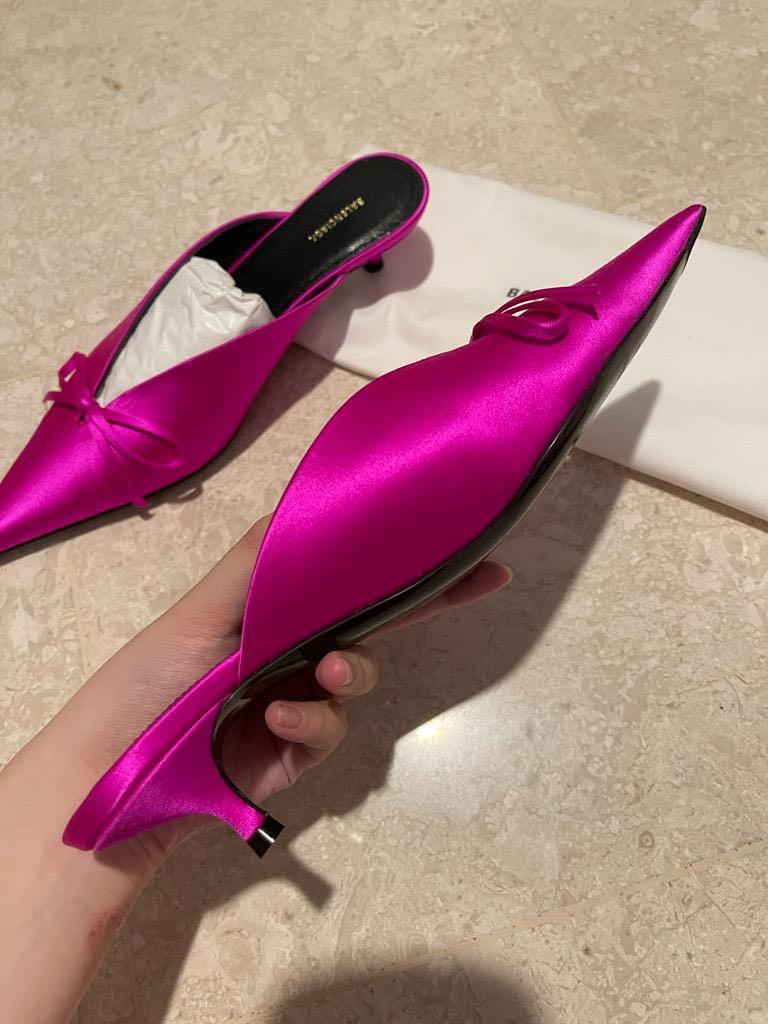 Fluo Pink Lady Mule in Leather with Champagne Heel BALENCIAGA Woman  BALENCIAGA Price  Gaudenzi Boutique