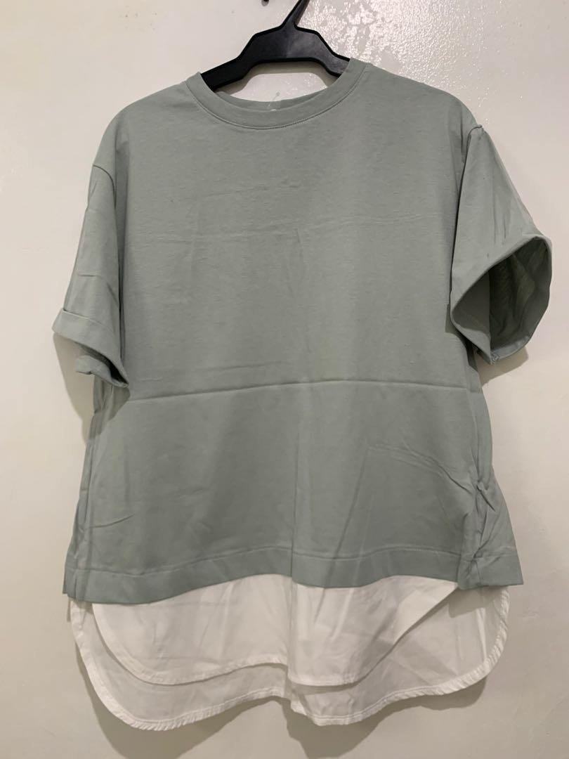 Blouse light green (Category: Blouses) located in Taguig. Submitted by mozhdthird21 (Listing ID 1151889592, Image 2). Description: Band New 100% cotton GU brand ( Japan product) with tag size M loose fit if interested just pm or text 09274246171.