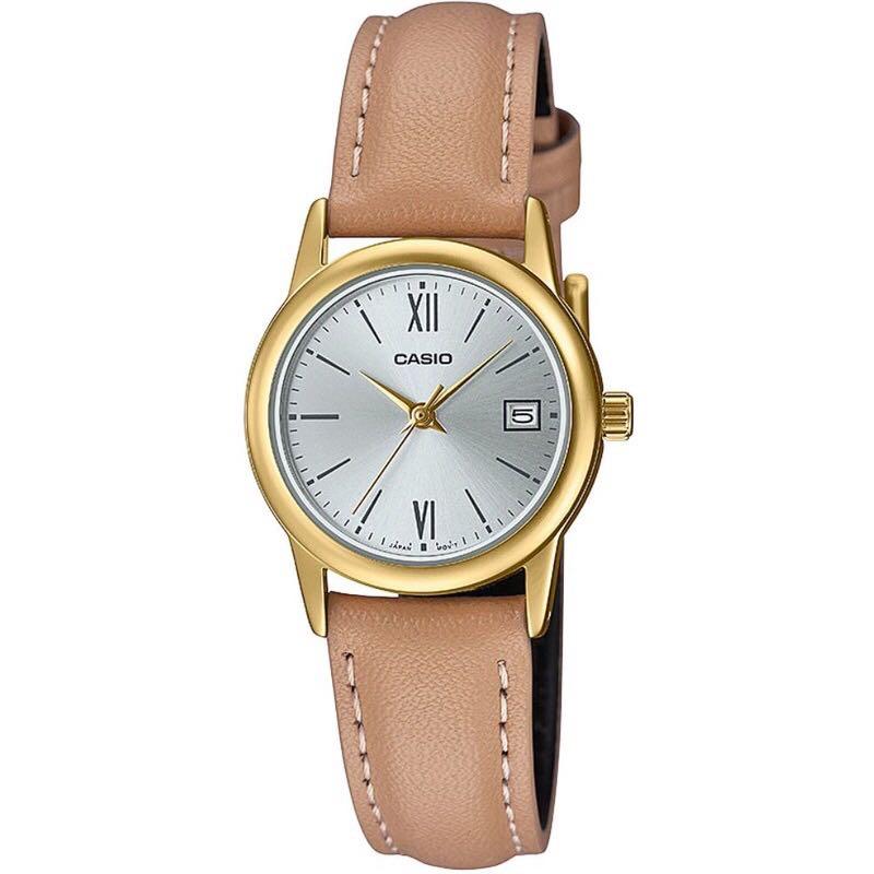 Casio leather top strap women's watch