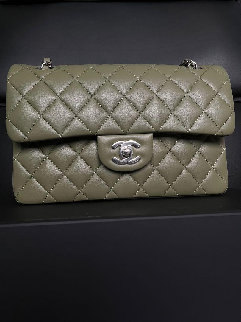 Chanel, Olive Green Calfskin Classic Double Flap