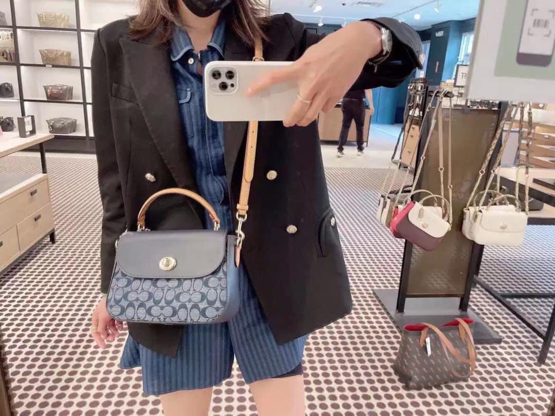 Marlie top handle satchel in signature chambray clearance