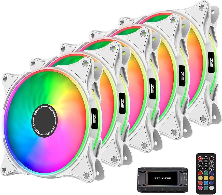 Dual Ring 120mm RGB Case Fan with Fan Hub X and Remote – EZDIY-FAB