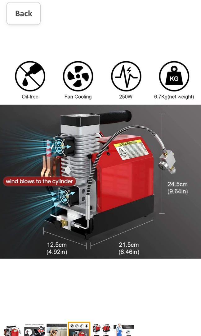 GX CS2 Portable PCP Air Compressor, 4500Psi/30Mpa,Oil-Free,Powered by ...