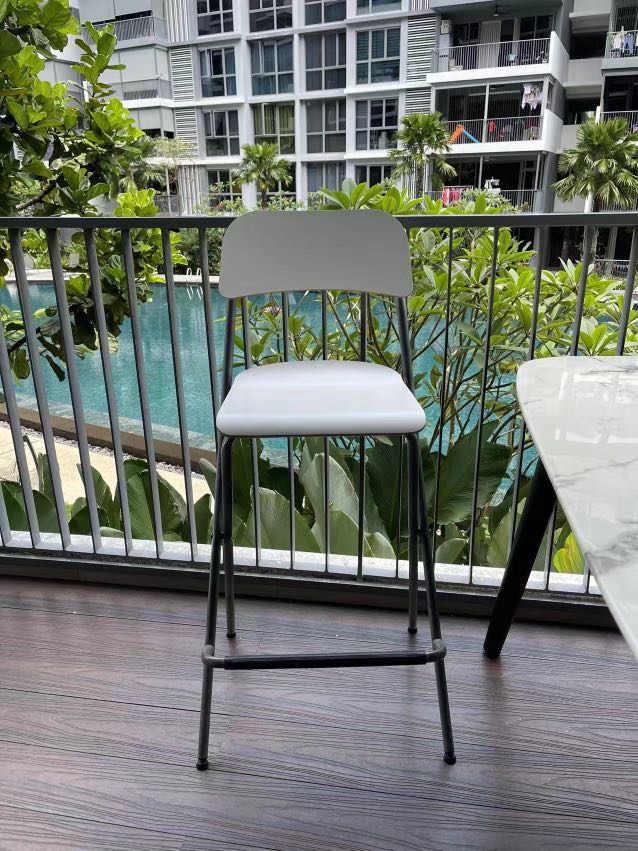 IKEA Franklin foldable bar stool with back rest, Furniture & Home