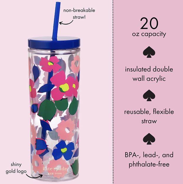 kate spade new york tumbler with straw, forest feline - Lifeguard