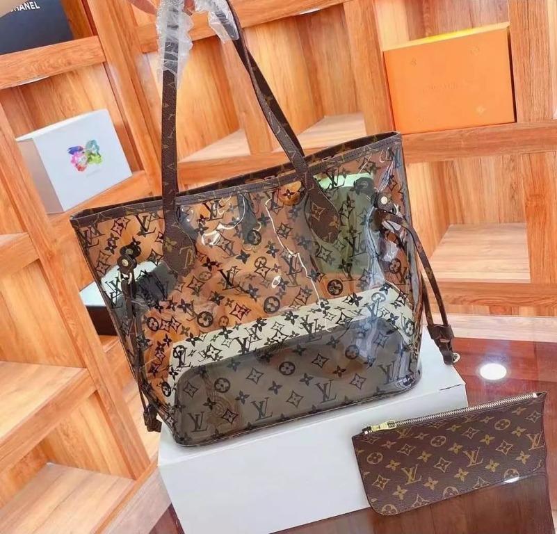 LOUIS VUITTON RARE TRANSPARENT BAG WITH MONOGRAM POUCH/CLUTCH, Luxury, Bags  & Wallets on Carousell