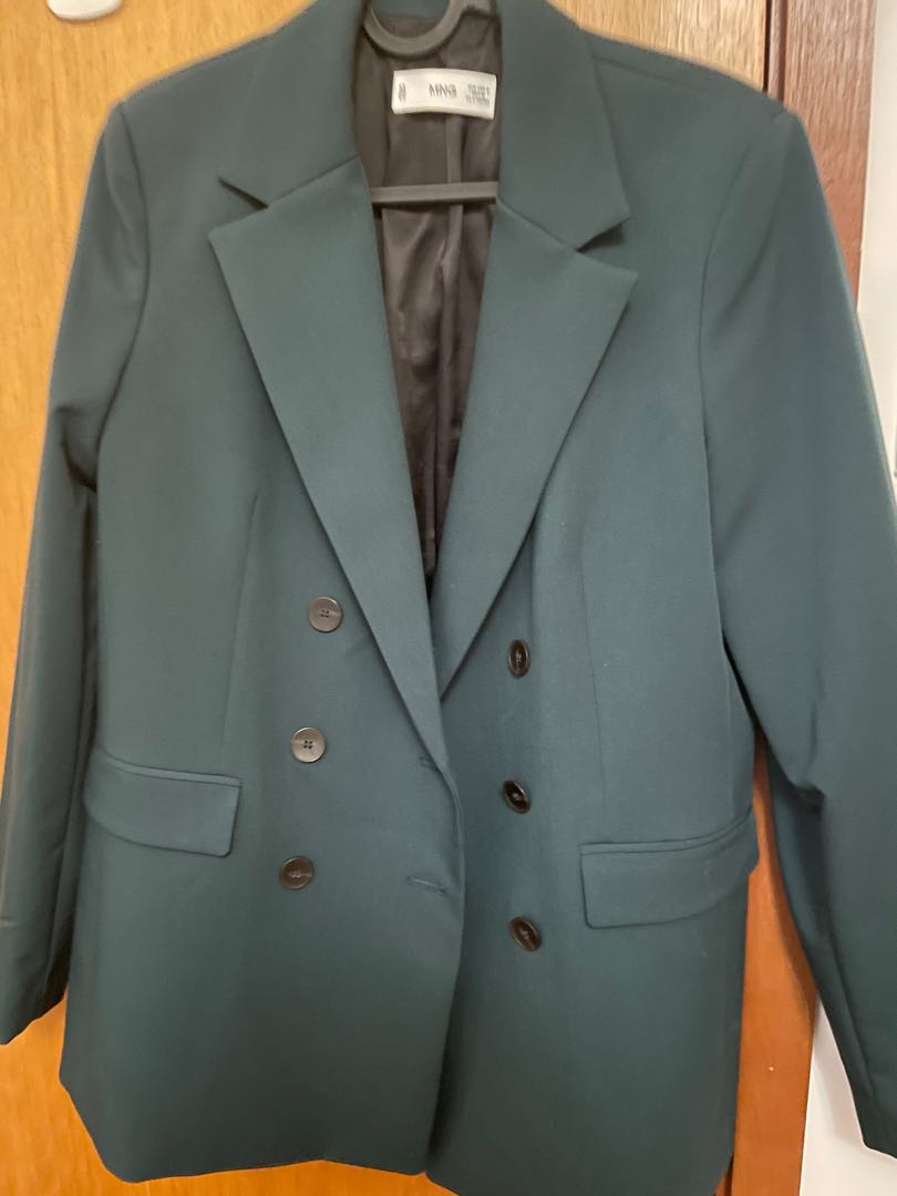 Mango green blazer, Women's Fashion, Coats, Jackets and Outerwear on