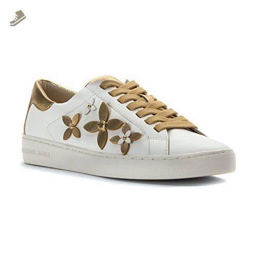 Michael Kors Lola Optic Gold Sneakers white with flowers Women s