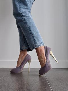 Milu | Dusty Purple Suede Peep-toe Stilettos