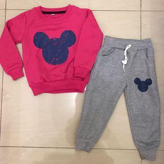 Minnie sweater jogger pants set anak 2 tahun