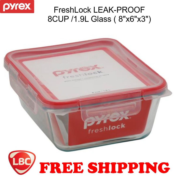 on hand Pyrex glass 8cup 2L Leak Proof Freshlock USA Brand New FREE
